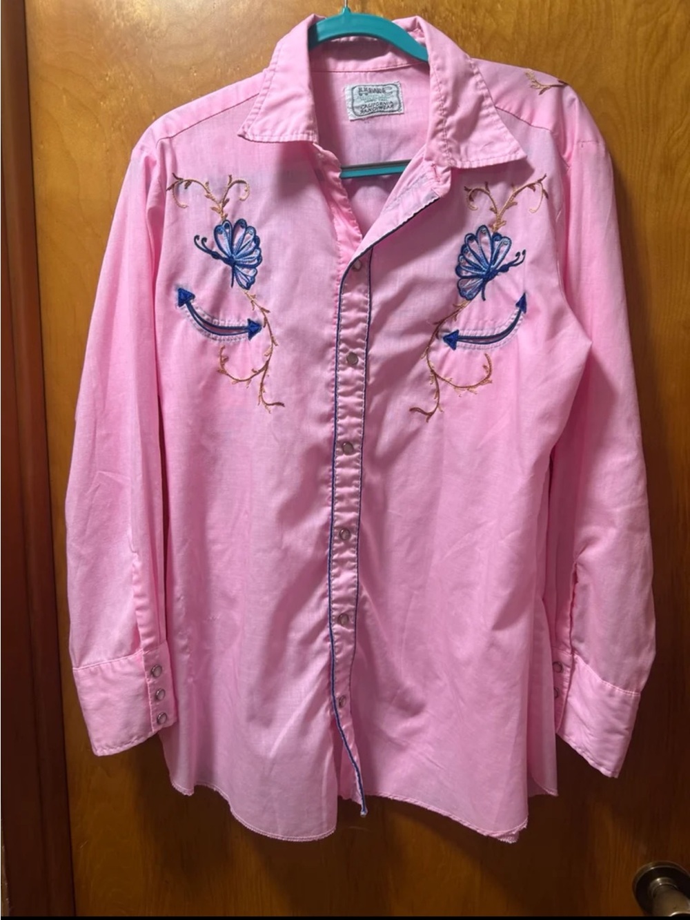 Vintage - H BAR C RANCHWEAR - Pearl Snap - Butterfly Embroidered Western Shirt - Picture 1 of 12